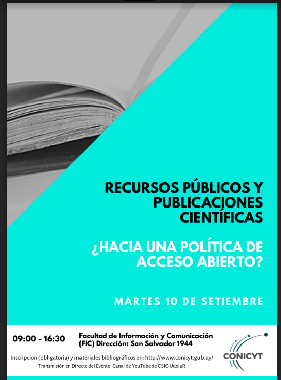 afiche Jornada de discusión “Recursos públicos y publicaciones científicas ¿hacia una política de acceso abierto?”