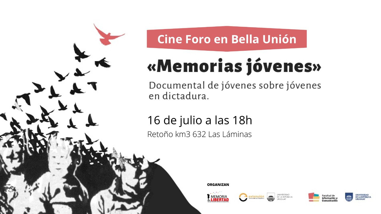 Invitación al cine foro de “Memorias jóvenes” en Bella Unión