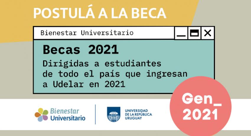 Banner con texto Postulá a la Beca. Becas 2021