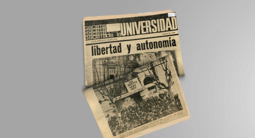 Boletín informativo “Gaceta de la Universidad” publicado en agosto de 1968