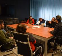 Representantes de la FIC y del Municipio B junto a la alcaldesa Silvana Pissano y la decana Gladys Ceretta durante la firma del convenio. 